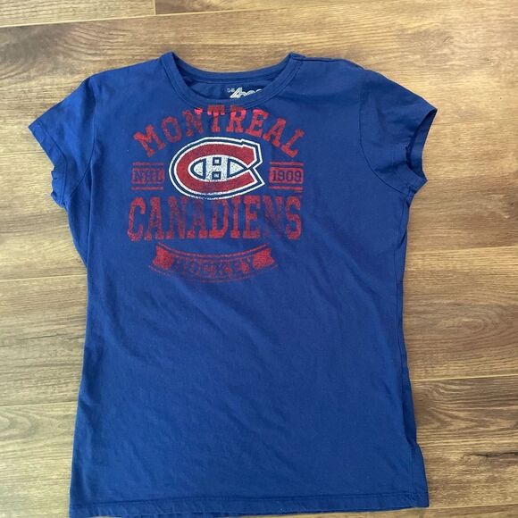 Montreal Canadiens NHL ice hockey Women's t shirt size Large Blue Tee Scoop Neck - Picture 2 of 6